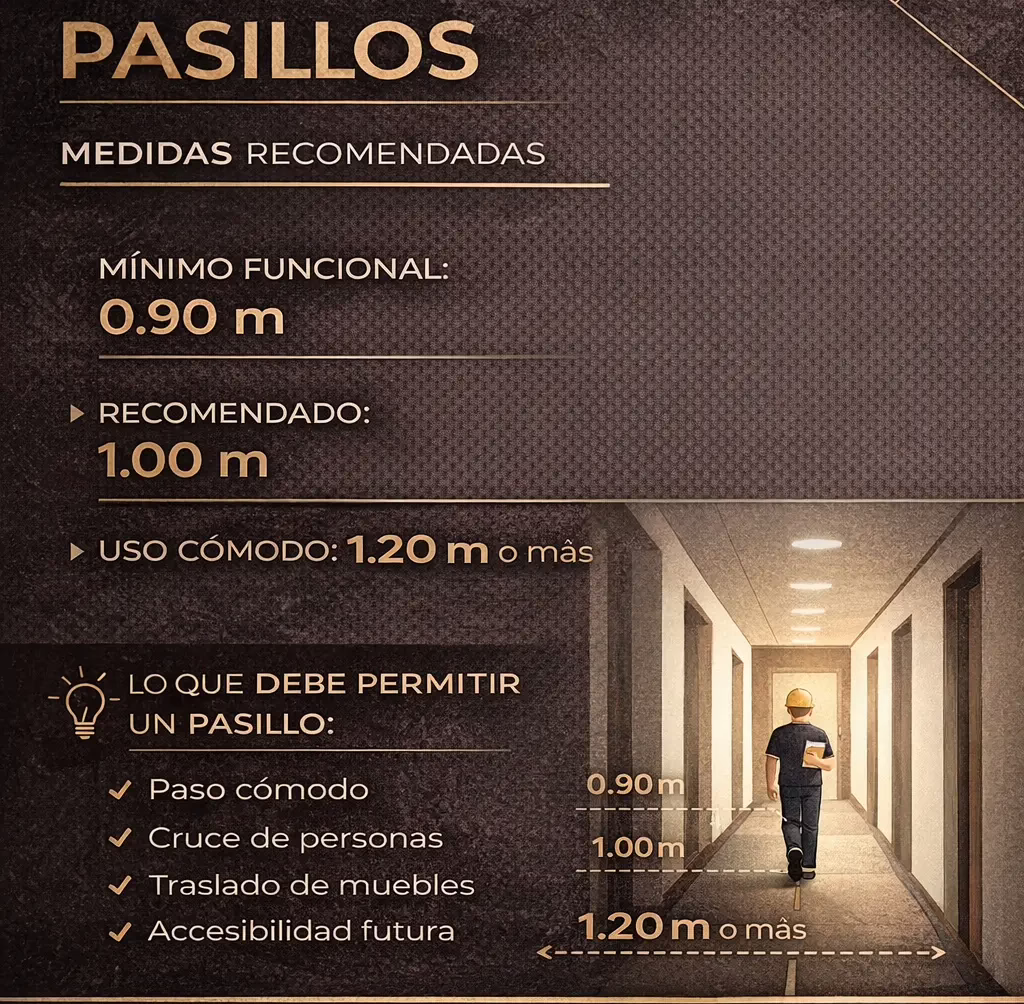 Pasillos casa funcional medidas