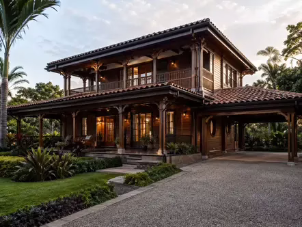 Vivienda de madera en entorno tropical usada como referencia de construcción residencial
